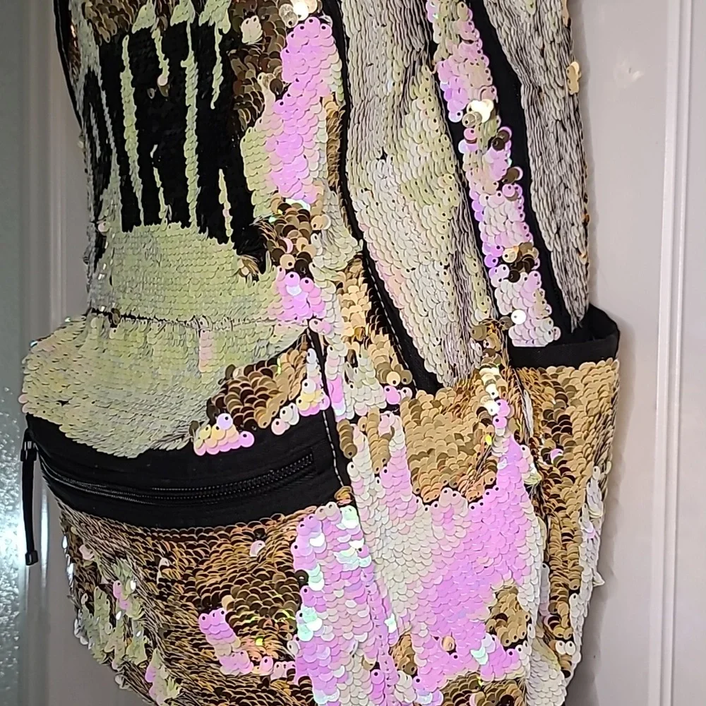 PINK VS Victoria's Secret Limited Edition Bling Sequin Large Campus Backpack Bag - Picture 11 of 13